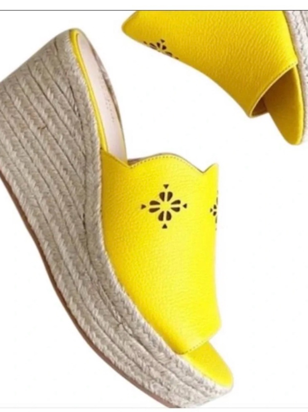 kate spade Yellow Leather Espadrille Wedge Slide